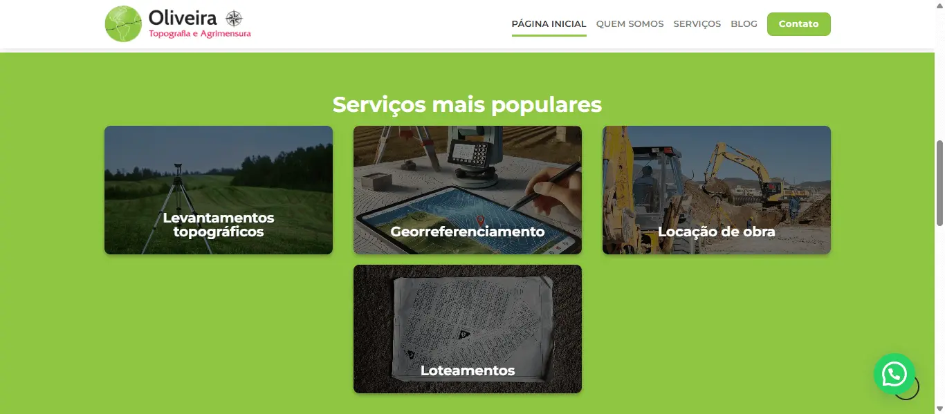 Seção de serviços do site