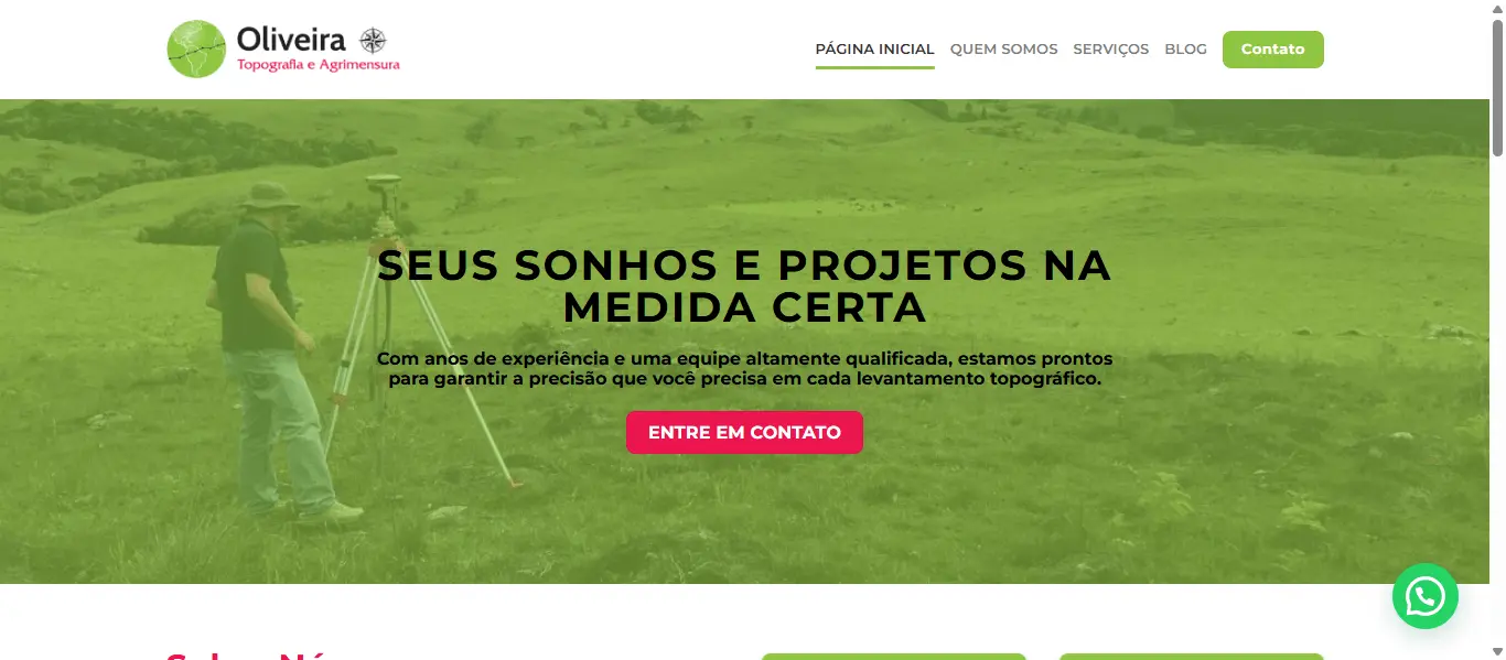 Página inicial do site Oliveira Topografia